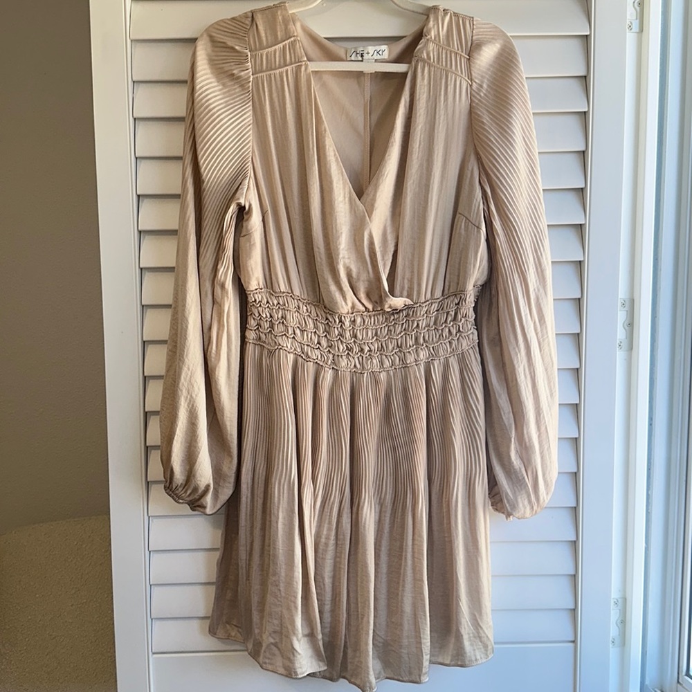 Champagne silk pleated dress